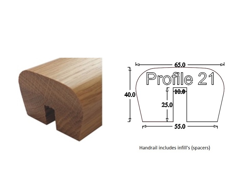 Modern Handrail (65mm x 41mm) 10mm Groove for Glass