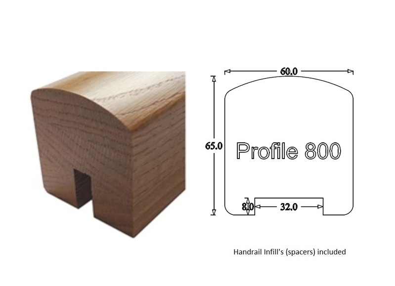 Contemporary Handrail (60mm x 65mm) 32mm Groove